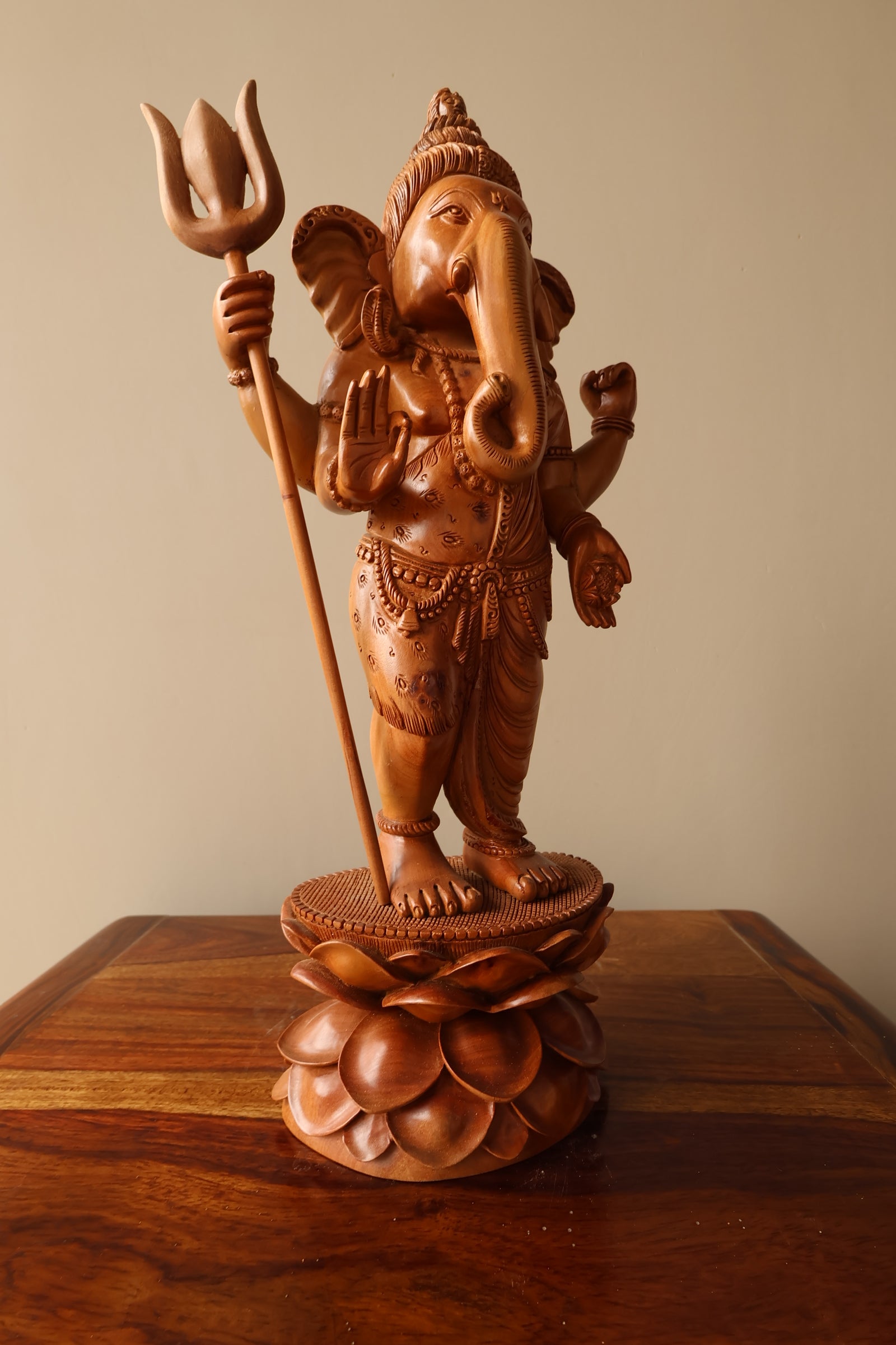 Sandalwood Standing Ganesha Indian Style Statue - Malji Arts