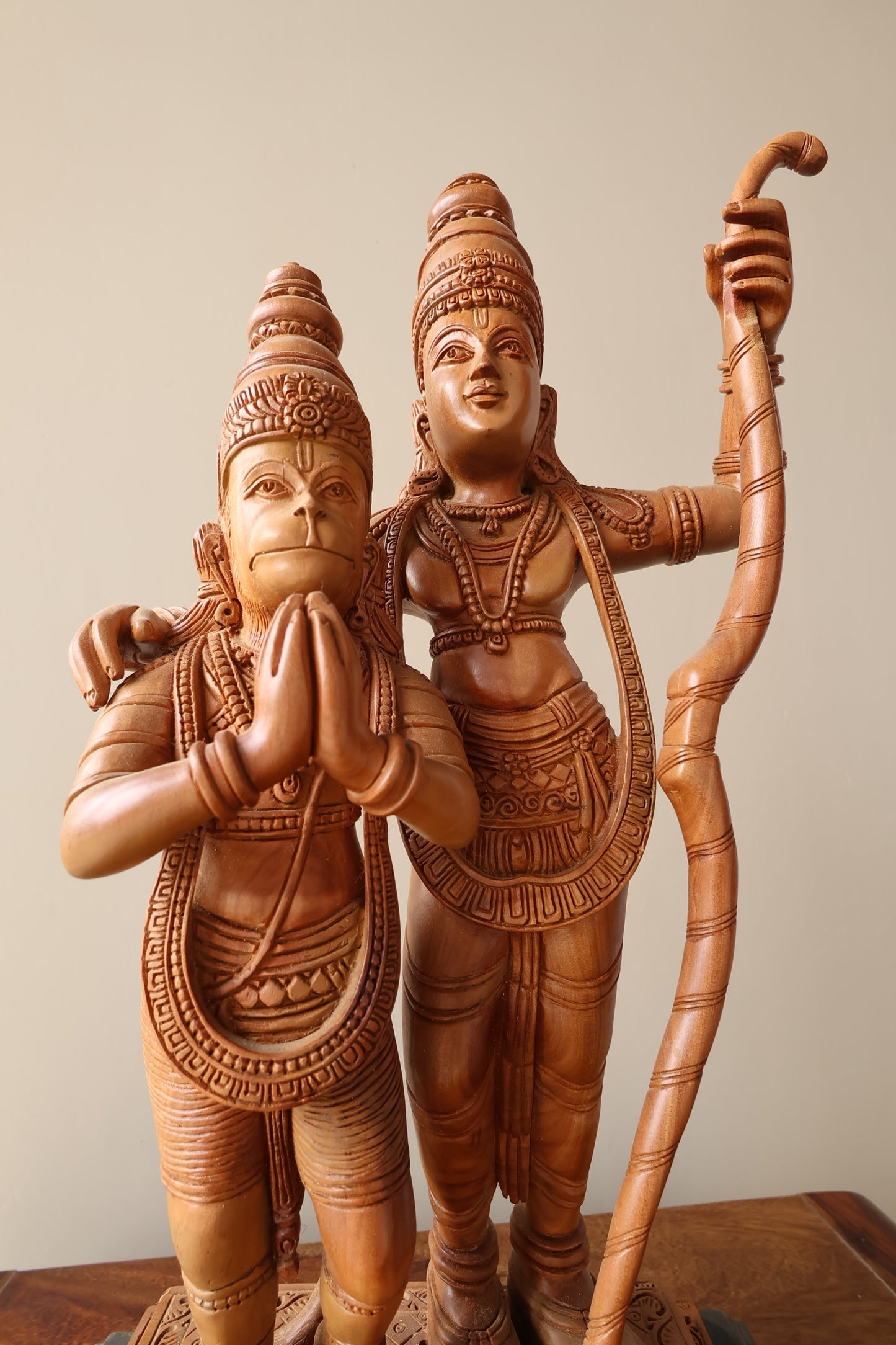Sandalwood Rama with Hanumana statue - Malji Arts