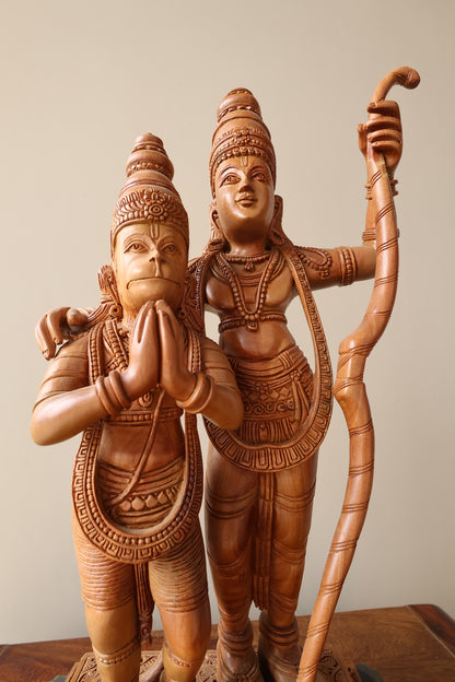 Sandalwood Rama with Hanumana statue - Malji Arts
