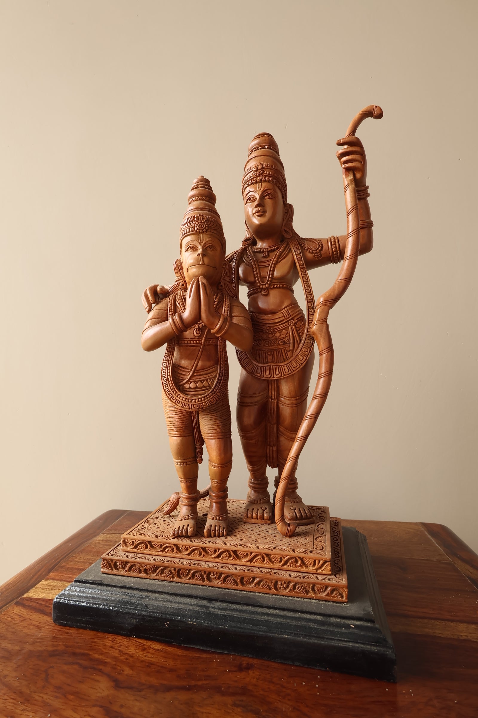 Sandalwood Rama with Hanumana statue - Malji Arts