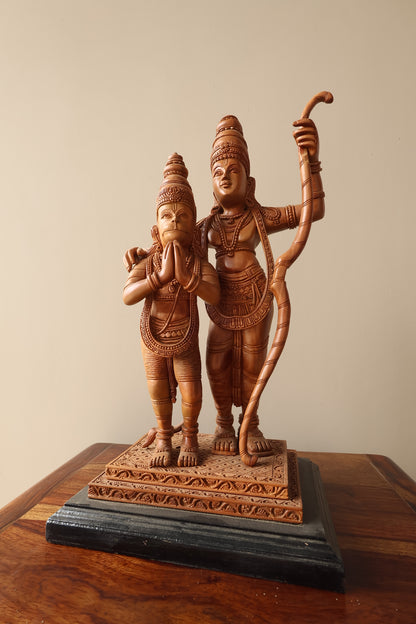 Sandalwood Rama with Hanumana statue - Malji Arts