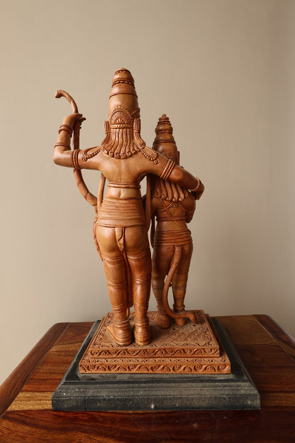Sandalwood Rama with Hanumana statue - Malji Arts