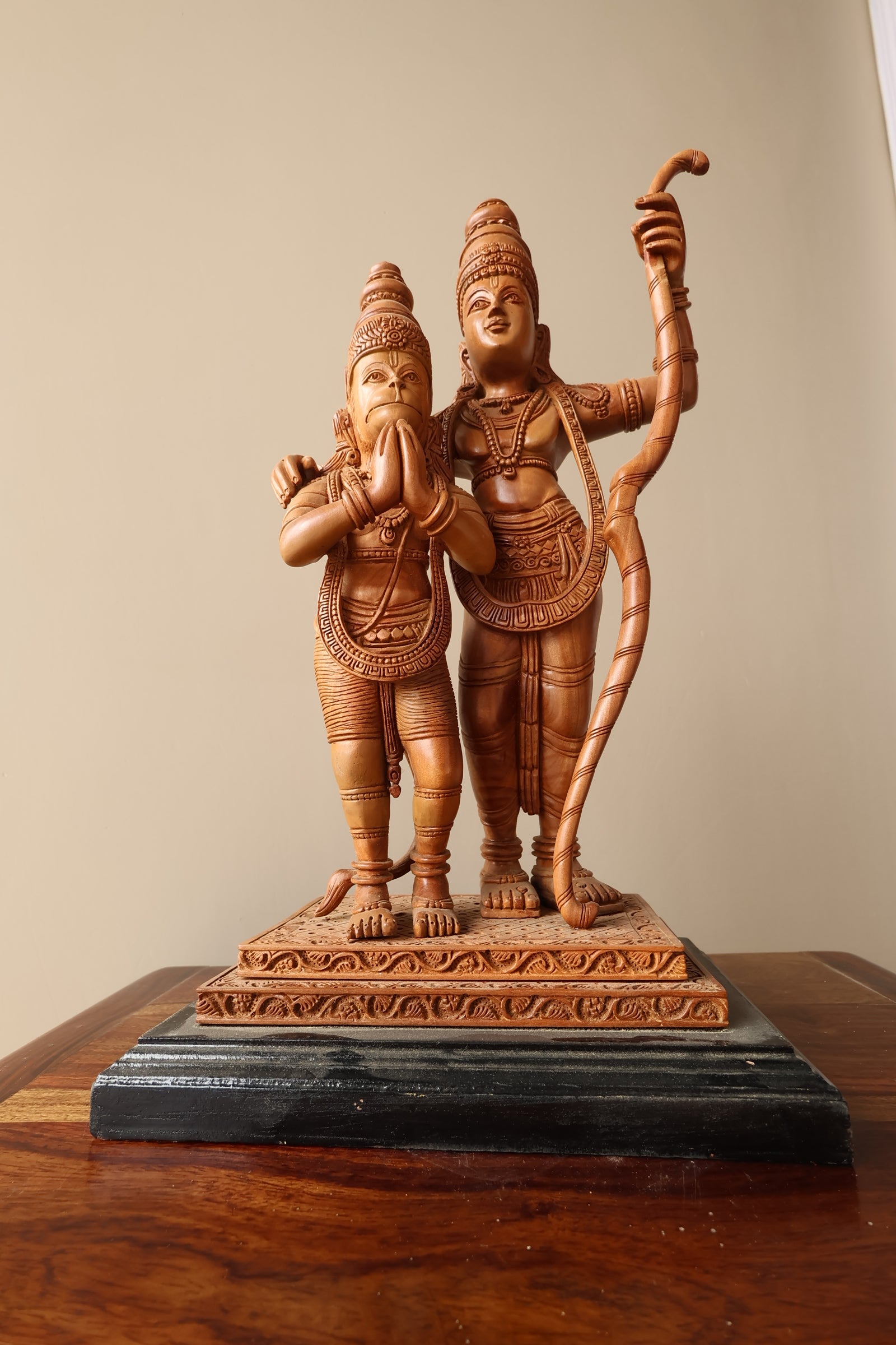 Sandalwood Rama with Hanumana statue - Malji Arts