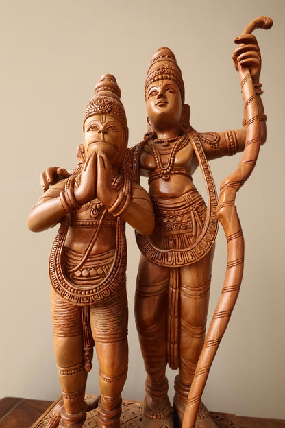 Sandalwood Rama with Hanumana statue - Malji Arts