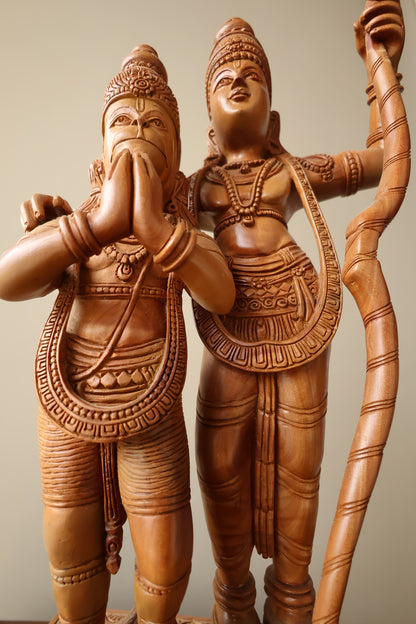Sandalwood Rama with Hanumana statue - Malji Arts