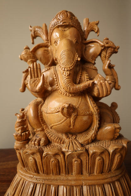 Vintage Rare Sandalwood Fine Carved Ganesha - Malji Arts