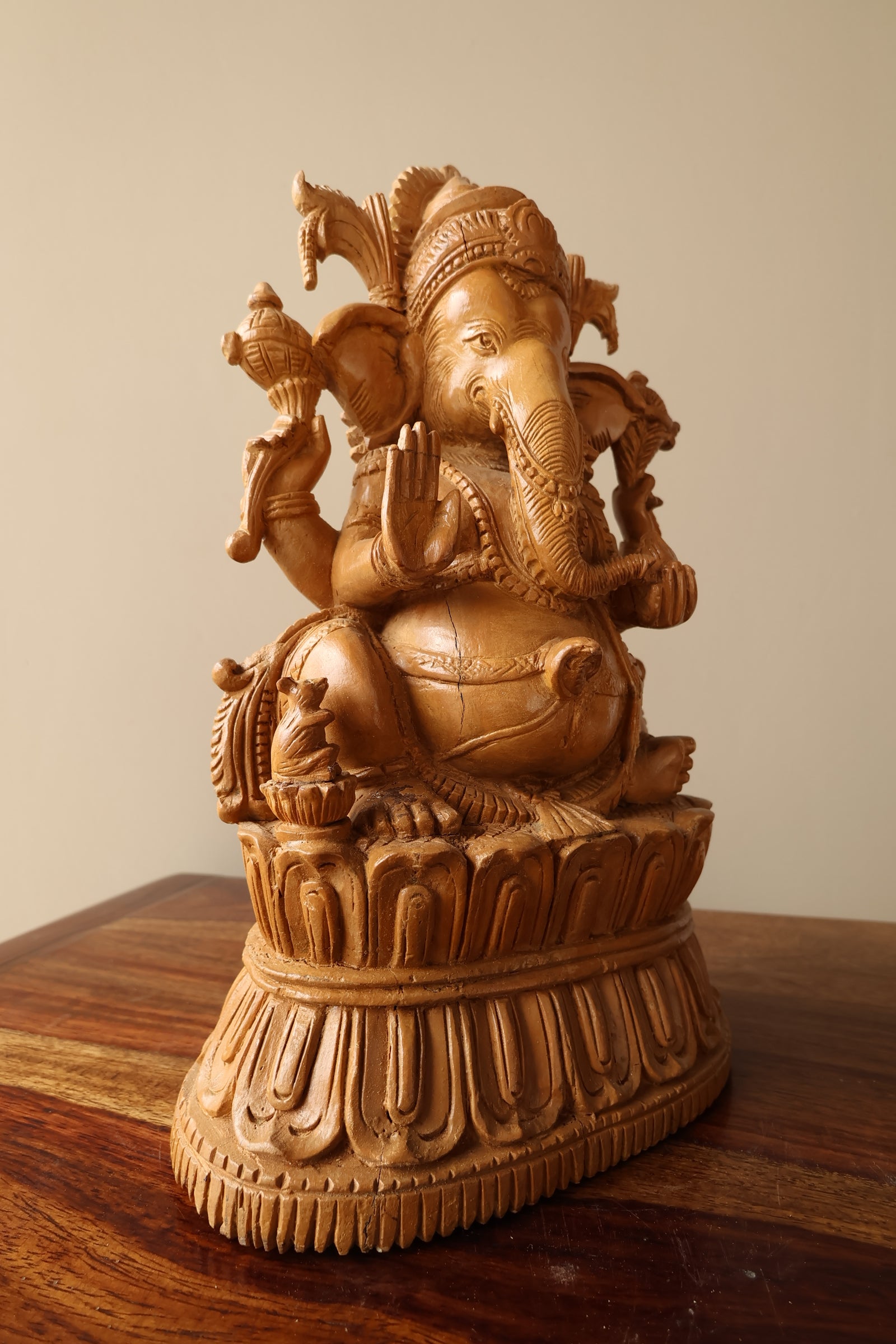 Vintage Rare Sandalwood Fine Carved Ganesha - Malji Arts