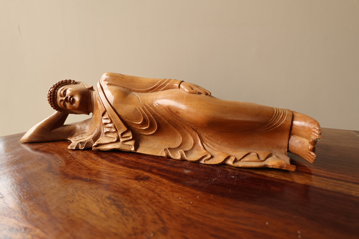 Sandalwood Vintage Resting Buddha or Sleeping Buddha Statue - Malji Arts