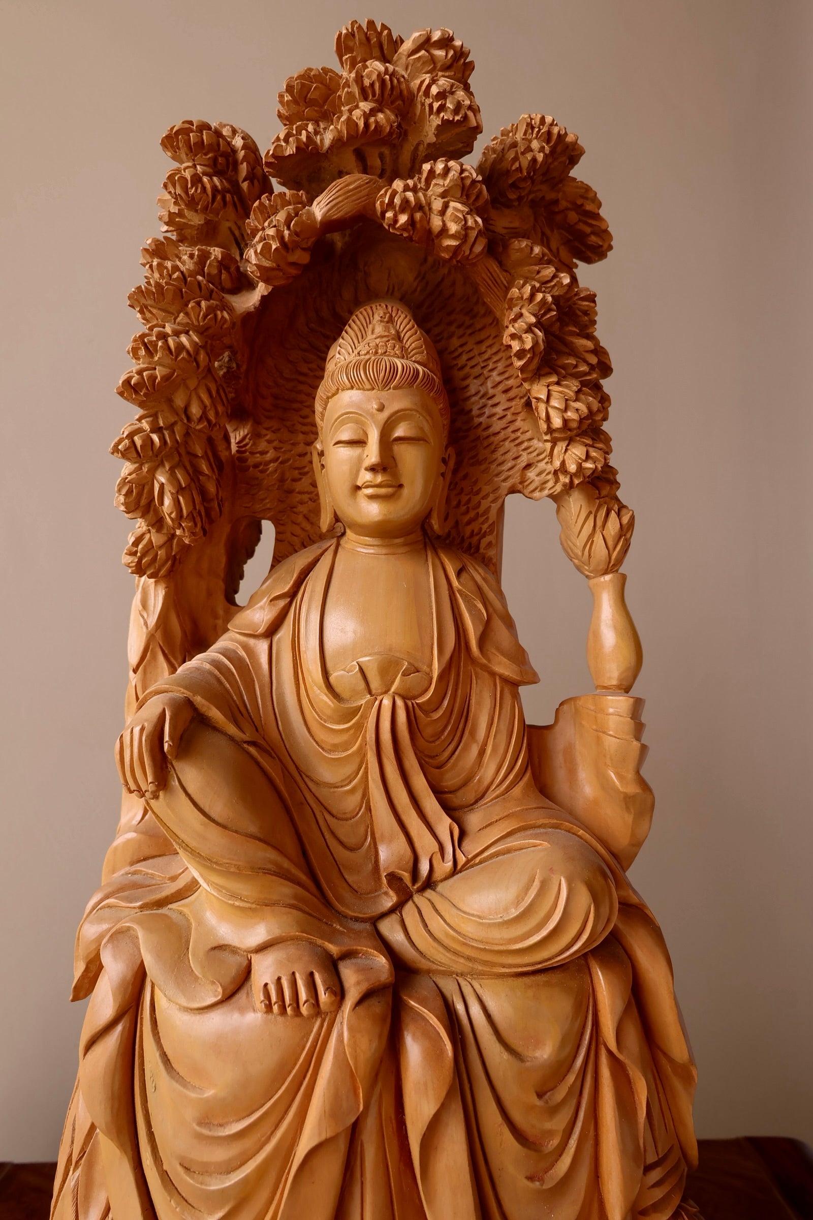 Sandalwood Resting Buddha Under Tree Statue - Malji Arts