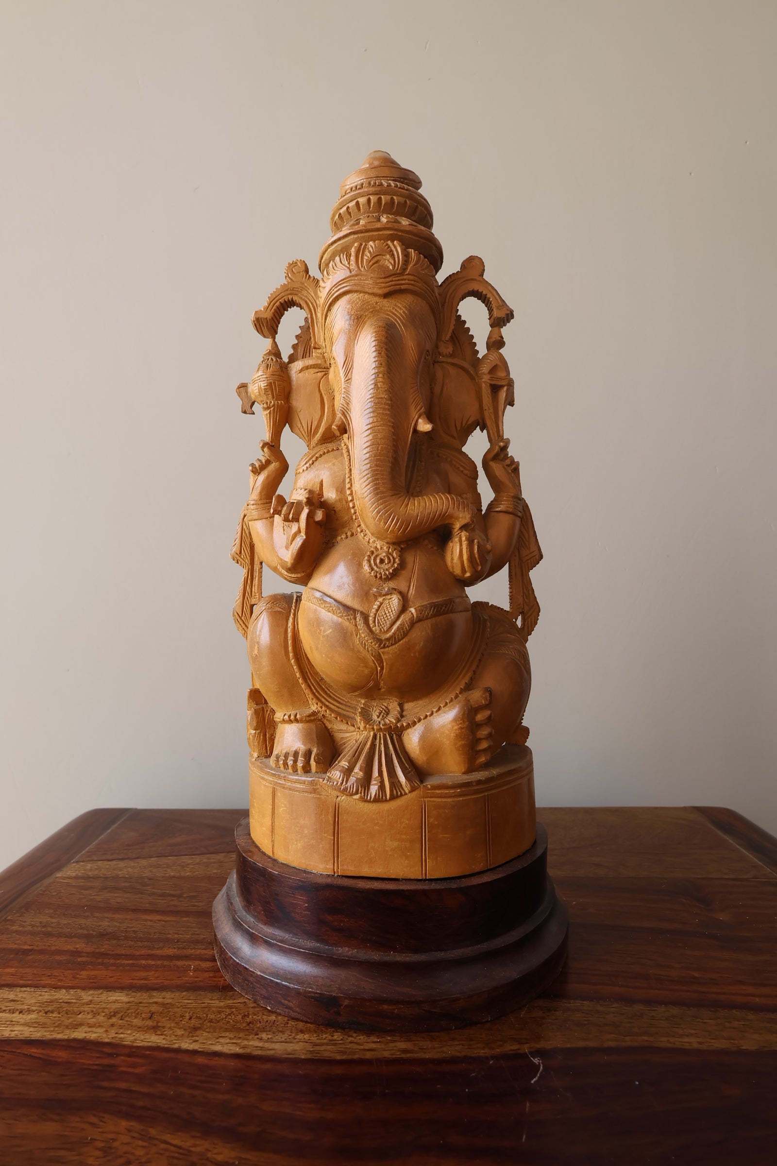 sandalwood Fine Hand Carved Ganesha Statue - Malji Arts