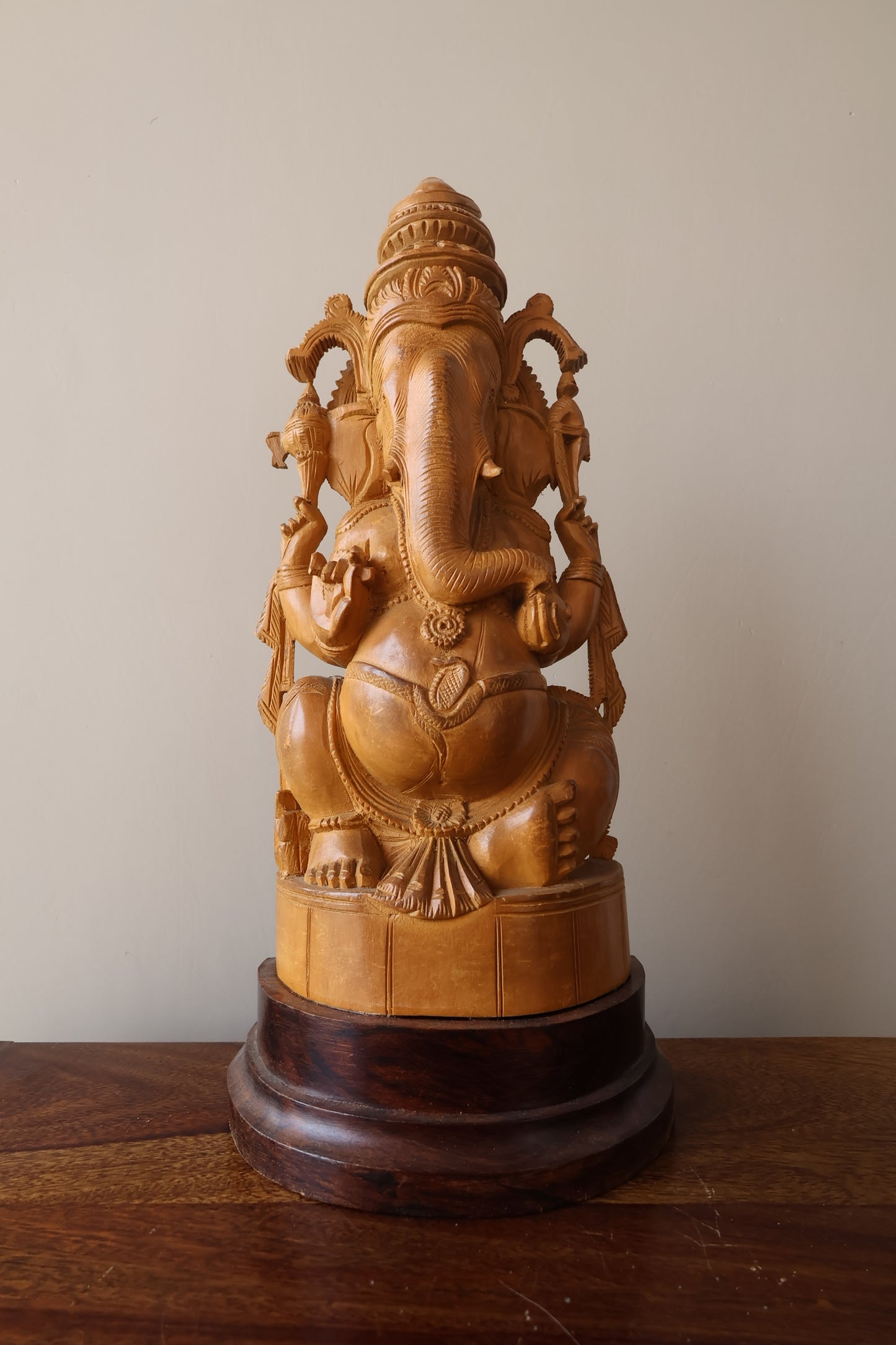 sandalwood Fine Hand Carved Ganesha Statue - Malji Arts