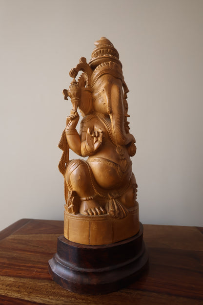 sandalwood Fine Hand Carved Ganesha Statue - Malji Arts