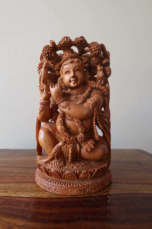 Sandalwood Carved Small Krishna Miniature idol - Malji Arts