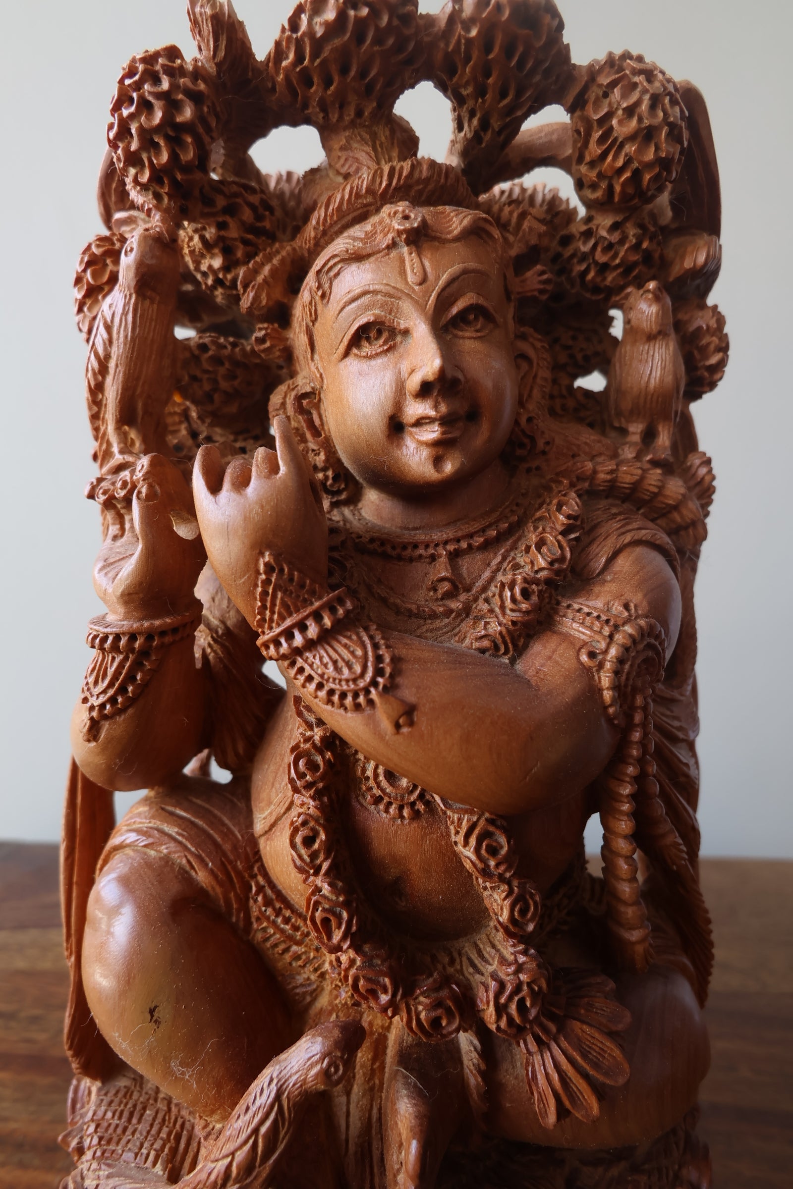 Sandalwood Carved Small Krishna Miniature idol - Malji Arts