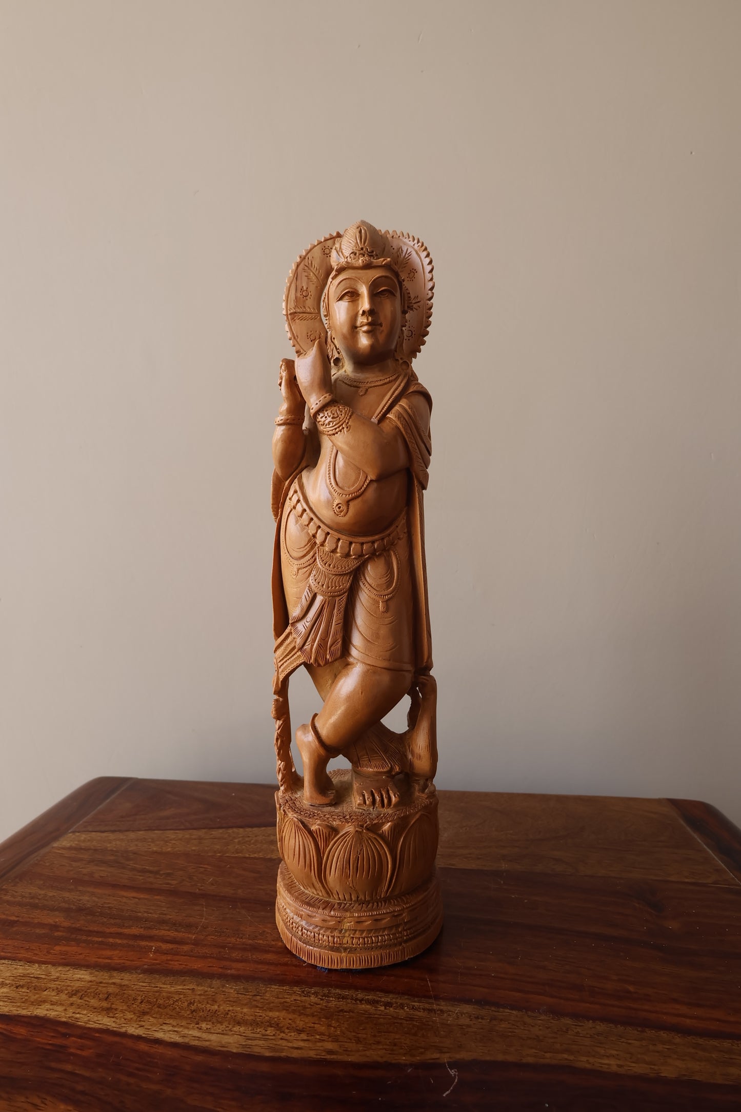 Vintage Sandalwood Hand Carved Baby Krishna - Malji Arts