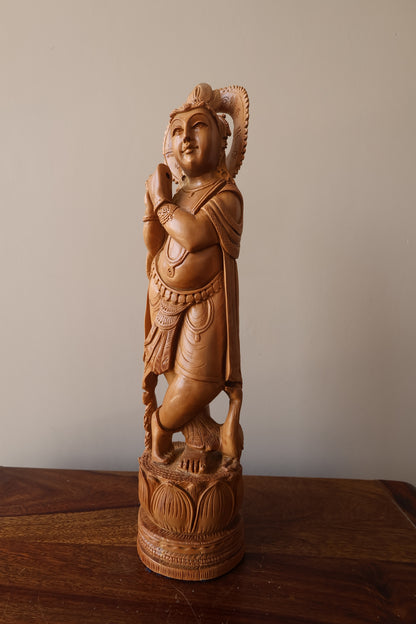 Vintage Sandalwood Hand Carved Baby Krishna - Malji Arts