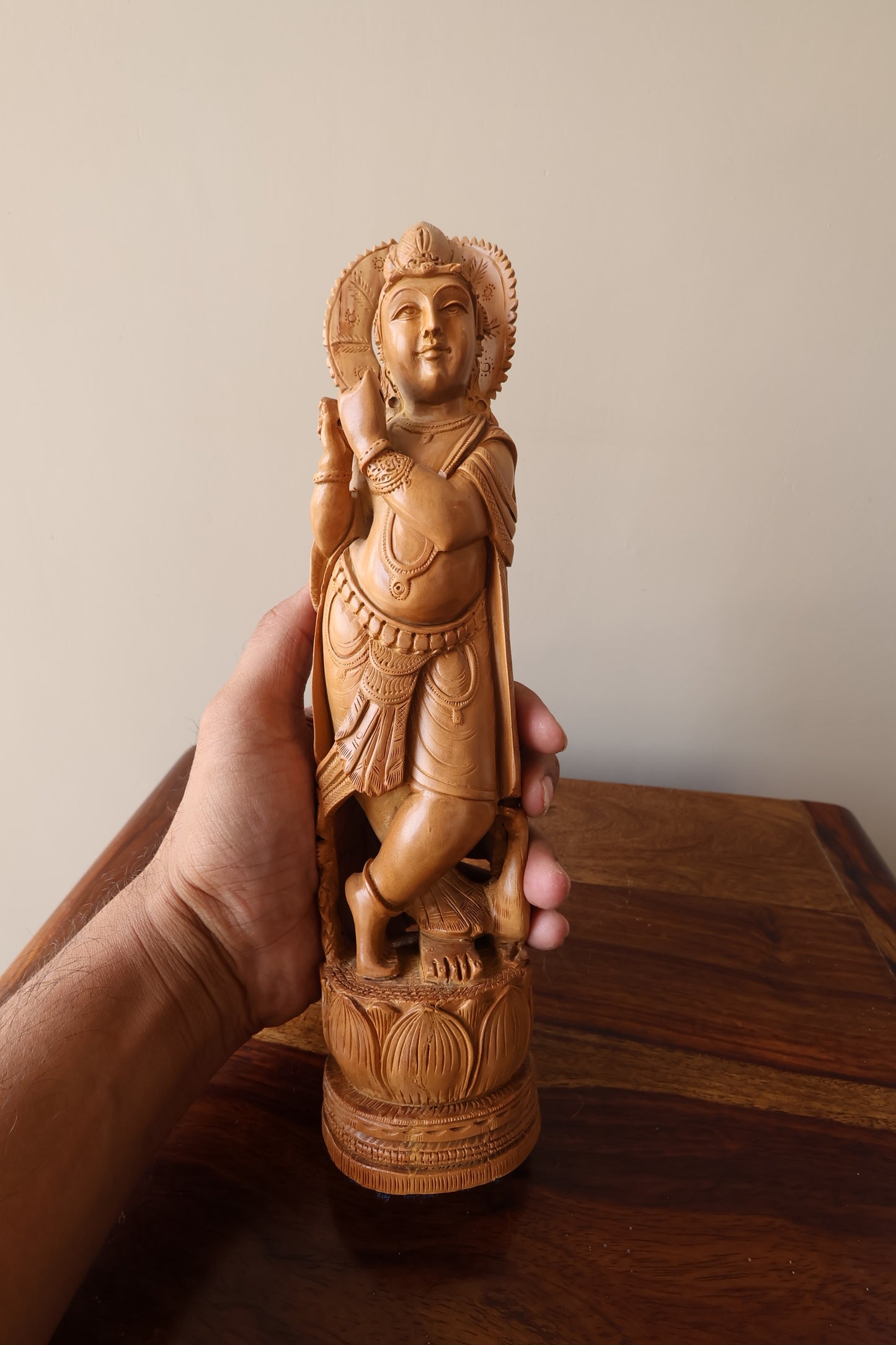 Vintage Sandalwood Hand Carved Baby Krishna - Malji Arts