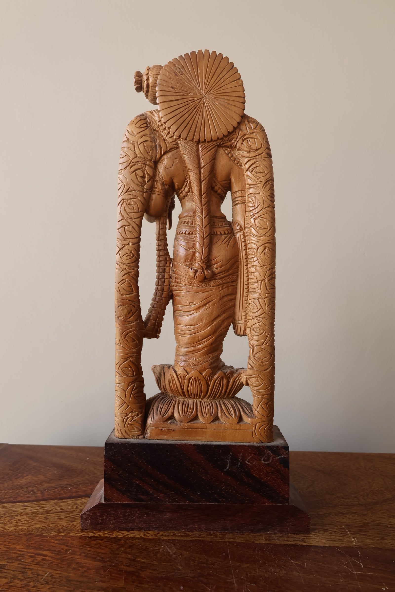 Antique Sandalwood Radha Holding Parrot Statue - Malji Arts