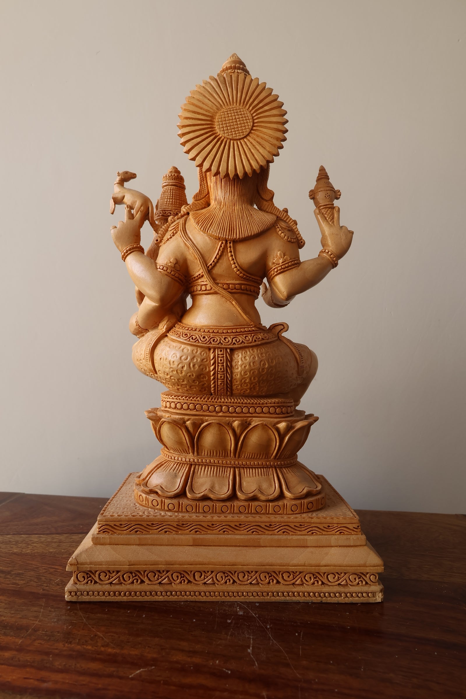 Wooden Fine Hand Carved Vishnu Laxmi Statue - Malji Arts