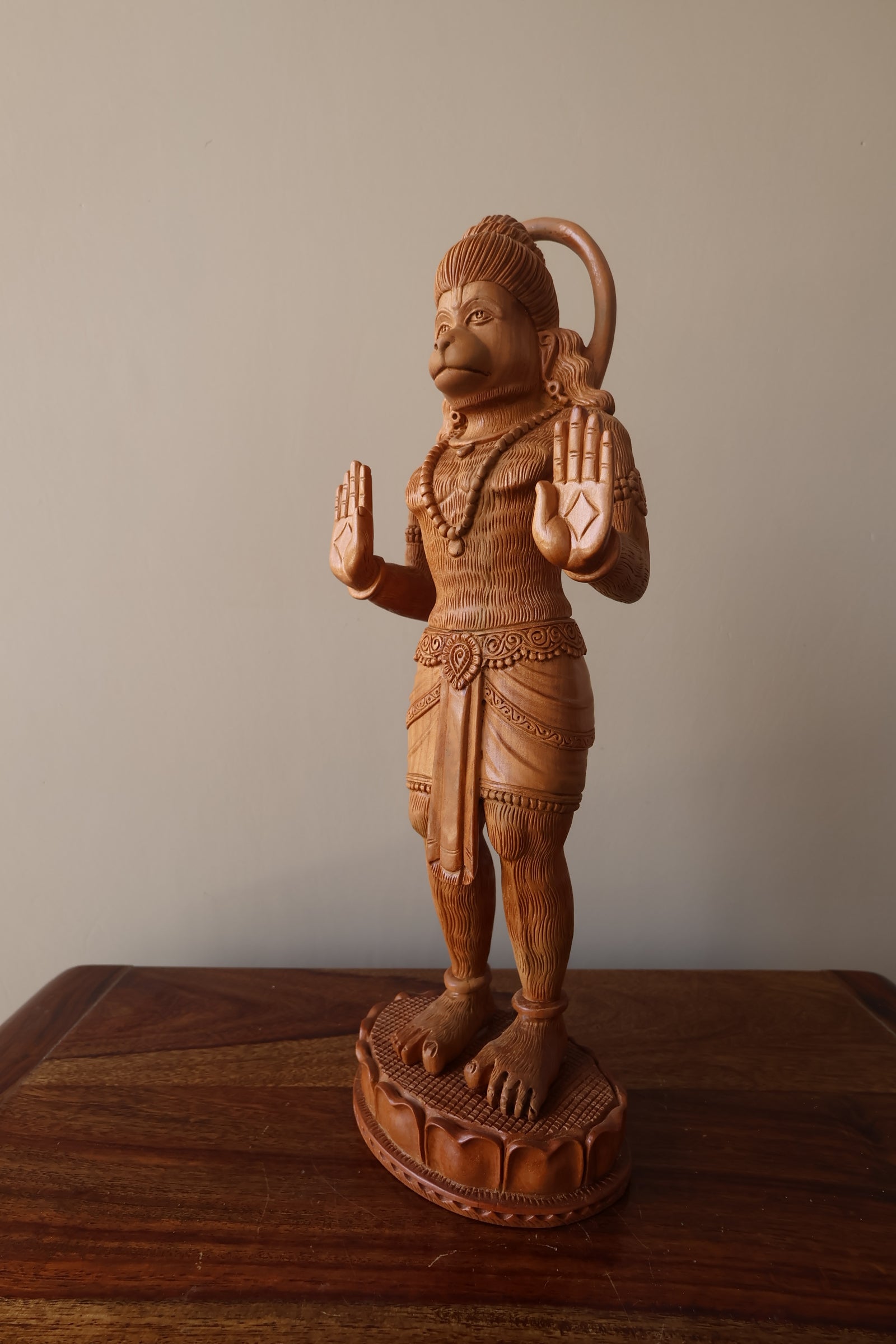 Sandalwood Fine Carved Lord Hanuman Blessing - Malji Arts