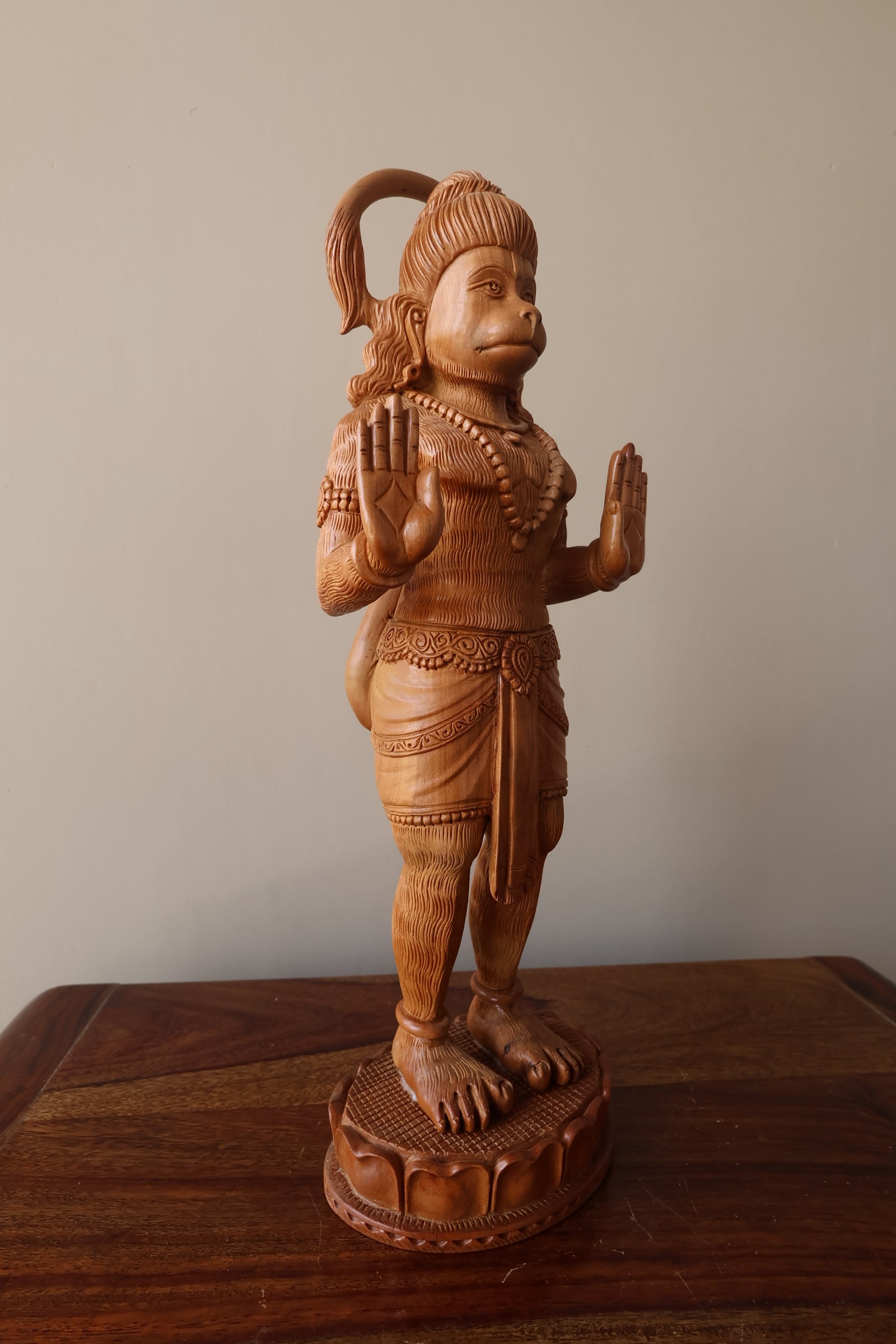 Sandalwood Fine Carved Lord Hanuman Blessing - Malji Arts
