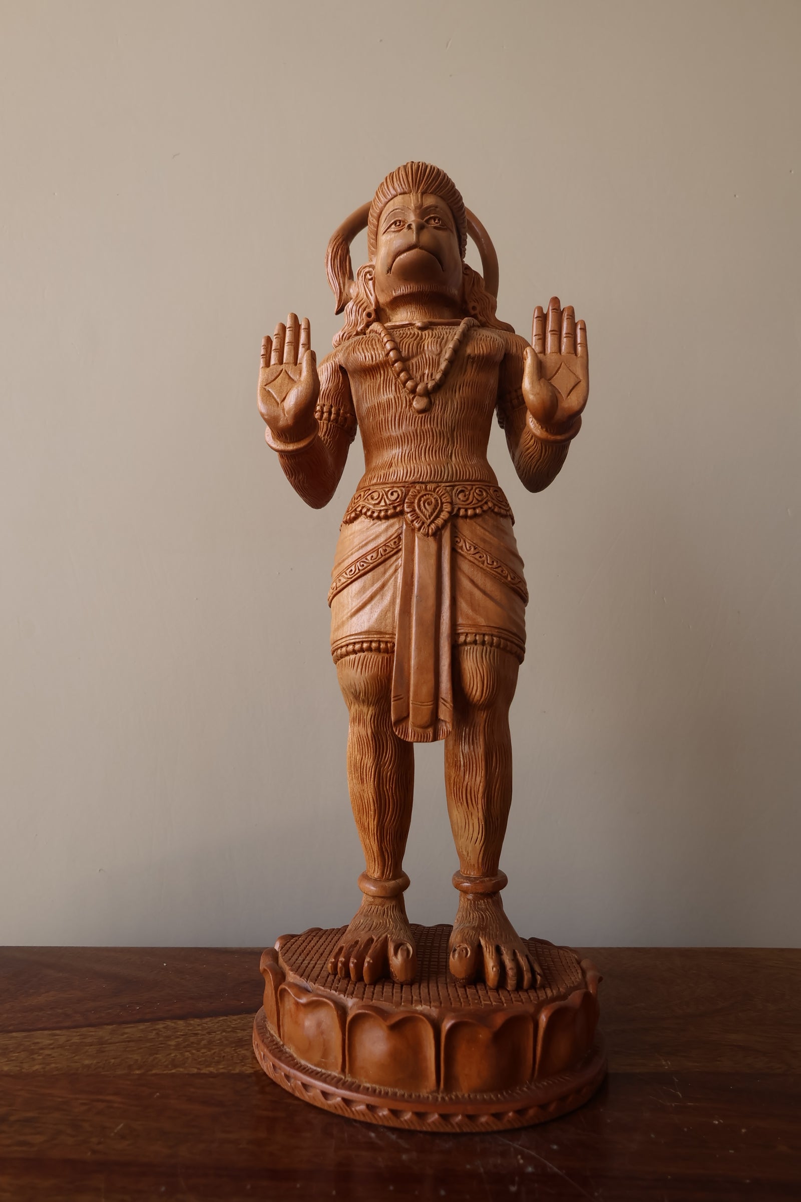 Sandalwood Fine Carved Lord Hanuman Blessing - Malji Arts