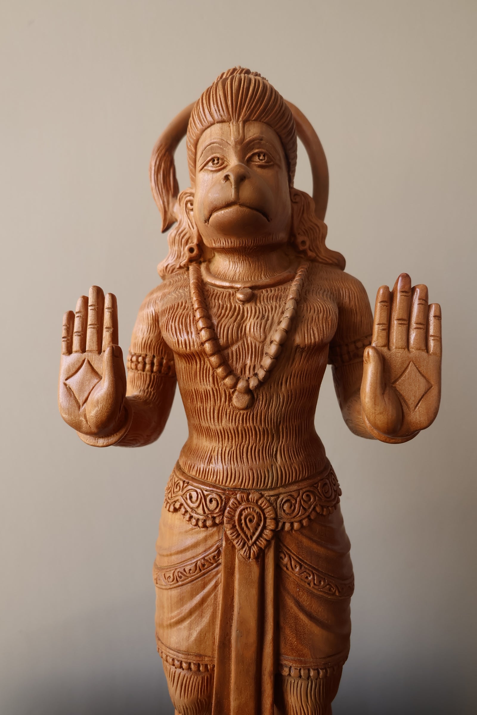 Sandalwood Fine Carved Lord Hanuman Blessing - Malji Arts
