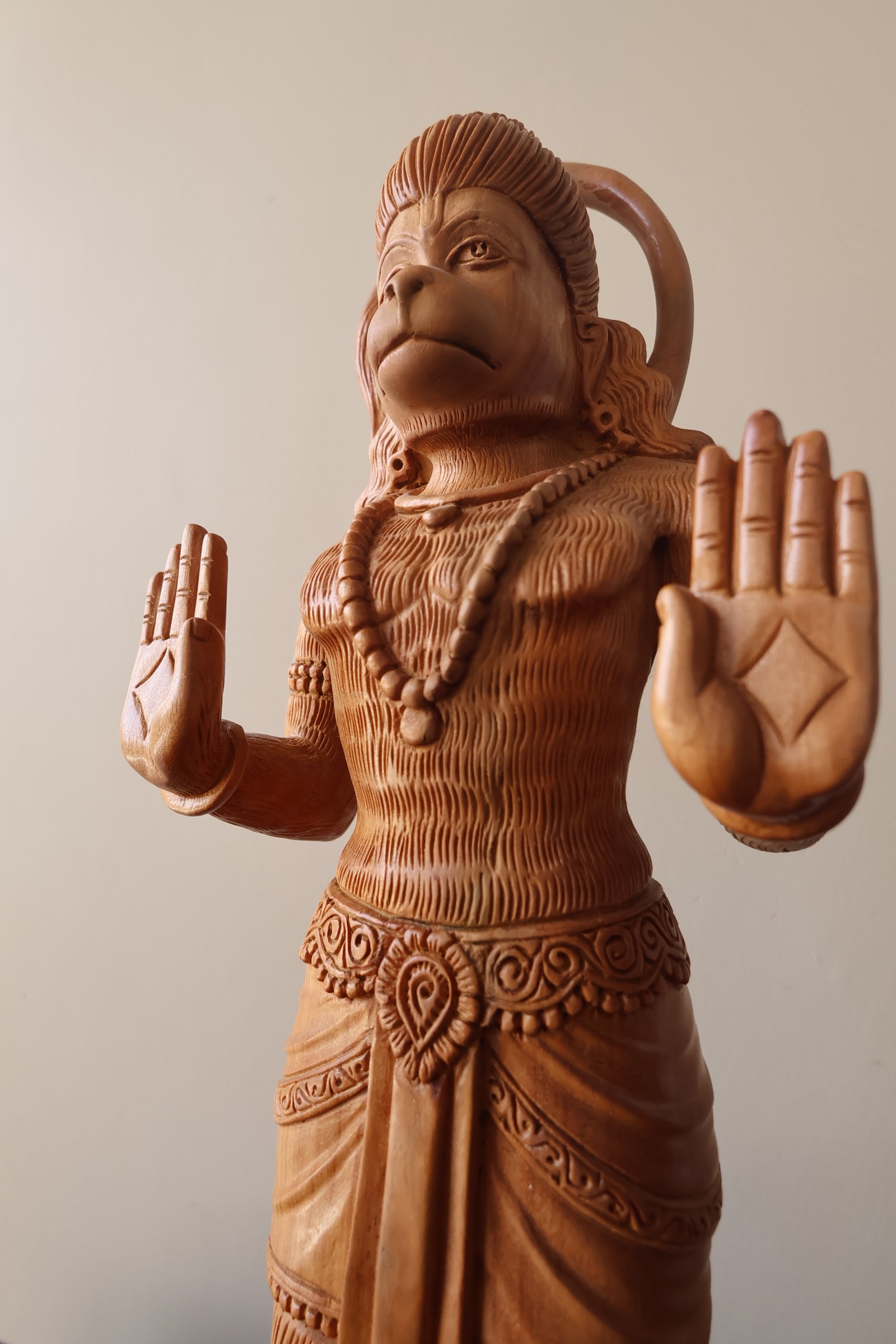 Sandalwood Fine Carved Lord Hanuman Blessing - Malji Arts