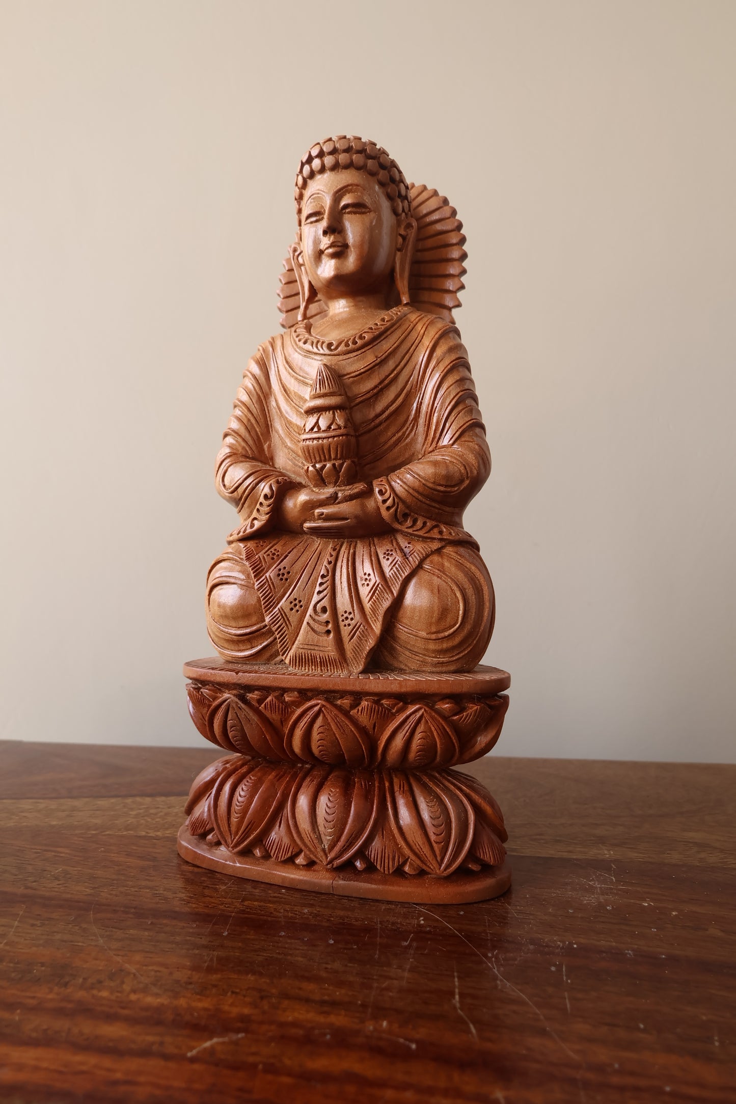 Sandalwood Beautifully Hand Carved Rare Meditation Buddha Statue - Malji Arts