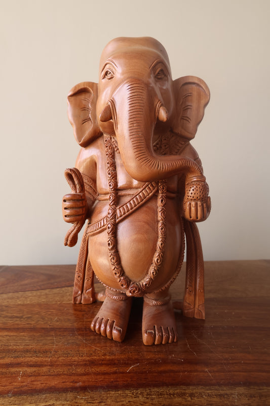 sandalwood Fine Hand Carved Baby Ganesha Statue - Malji Arts