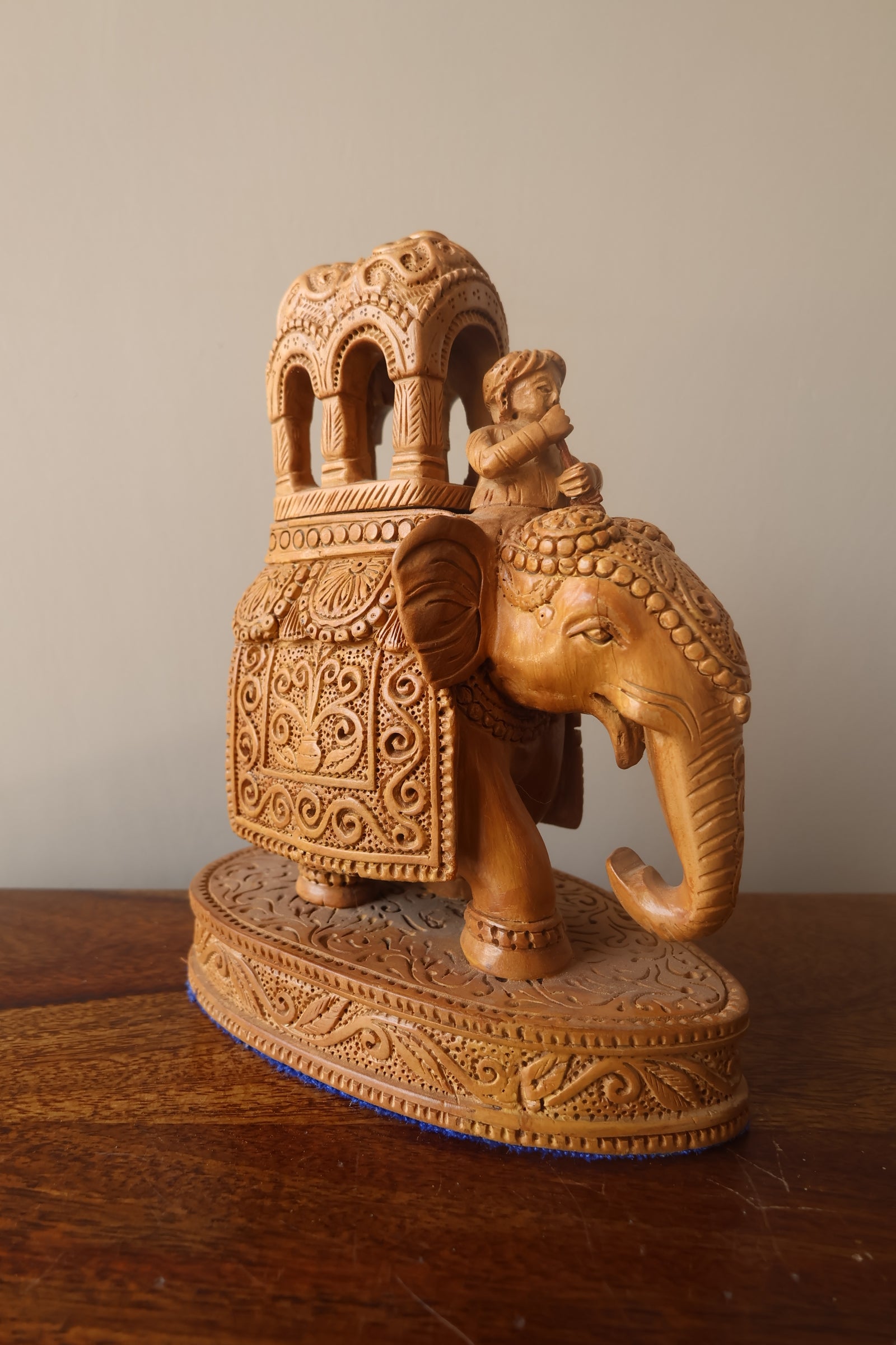 Vintage Sandalwood Royal Elephant Ambabari Statue - Malji Arts