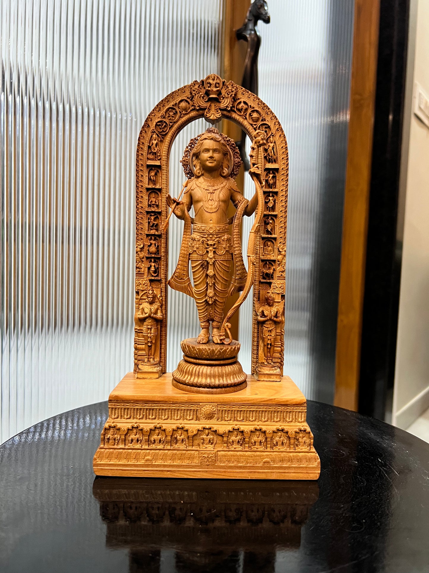 11 inch Shri Ram Lalla Statue with Base Carving - Malji Arts