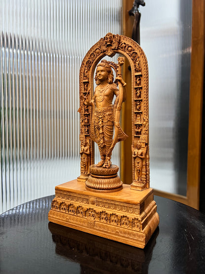 11 inch Shri Ram Lalla Statue with Base Carving - Malji Arts