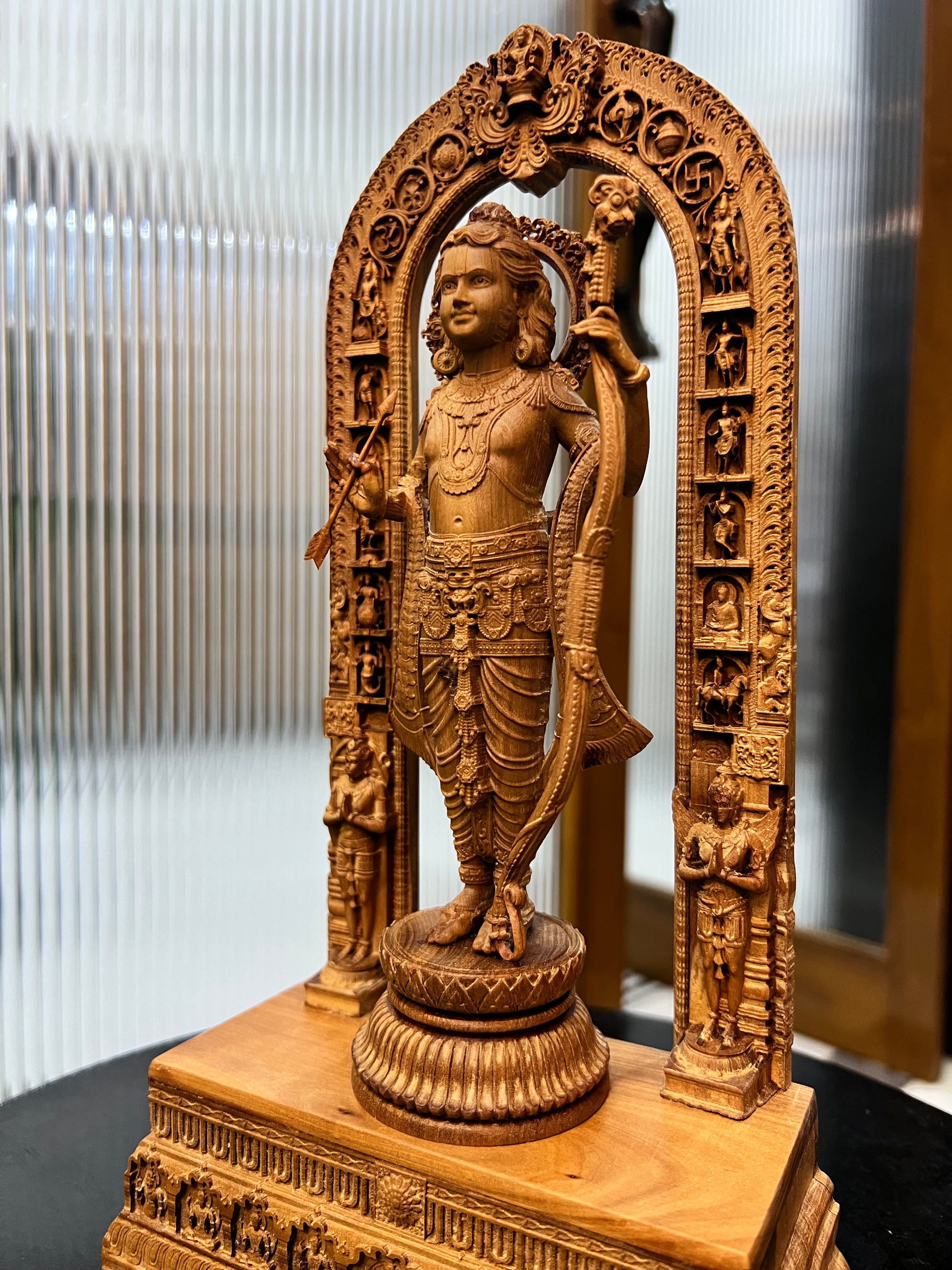 11 inch Shri Ram Lalla Statue with Base Carving - Malji Arts
