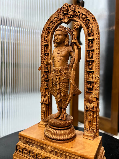 11 inch Shri Ram Lalla Statue with Base Carving - Malji Arts