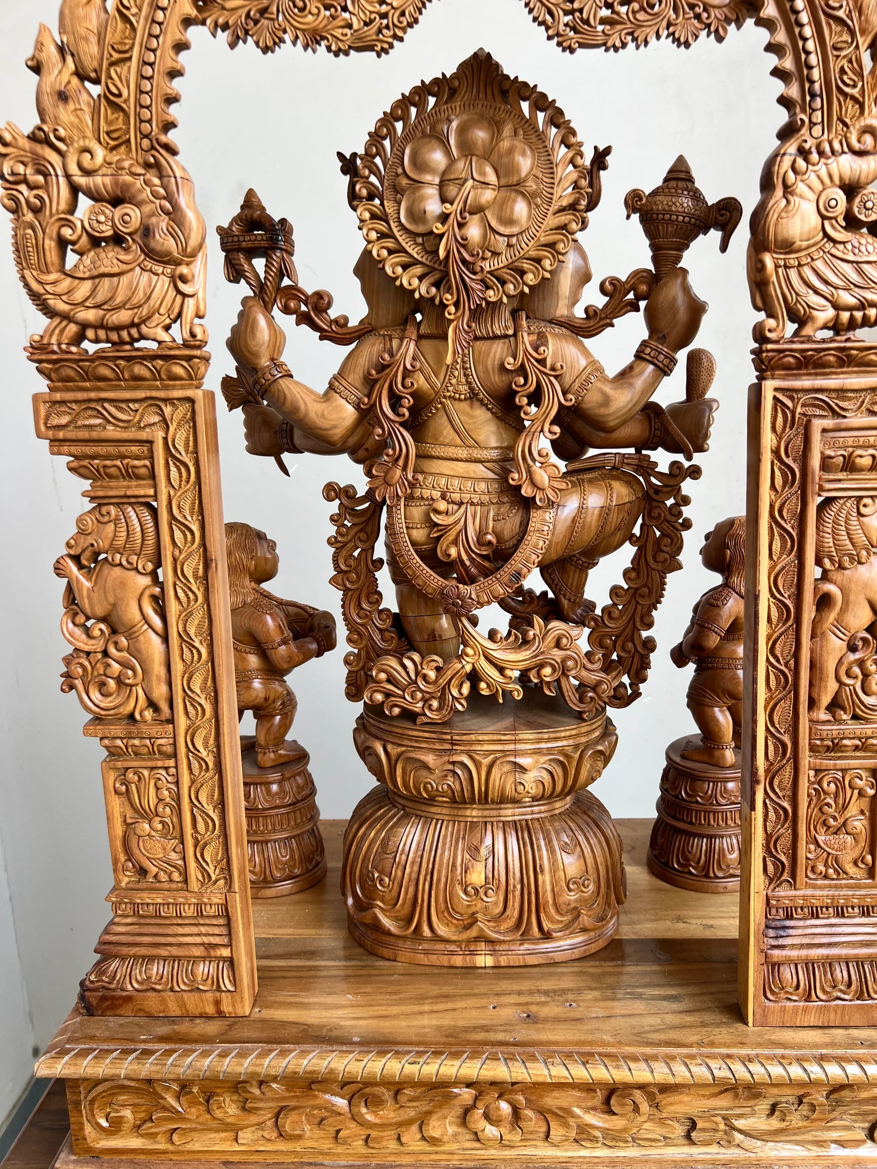 Sandalwood Dancing Ganesha Statue with Arch 35" inch - Malji Arts