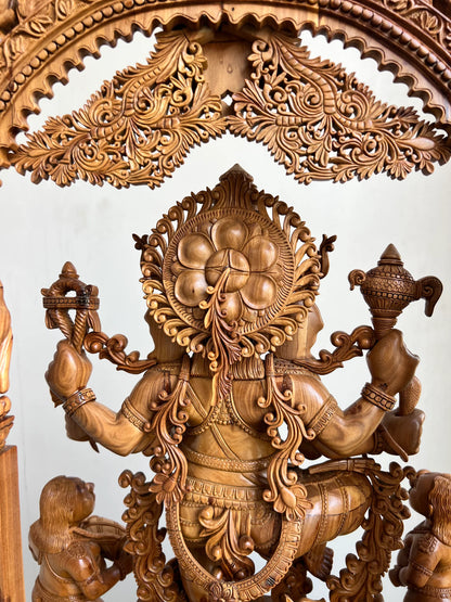 Sandalwood Dancing Ganesha Statue with Arch 35" inch - Malji Arts