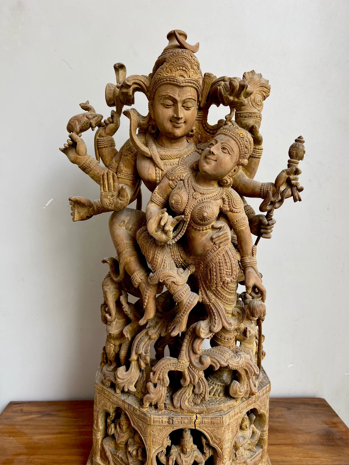 Sandalwood Shiva and Parvati in Cosmic Dance - Malji Arts