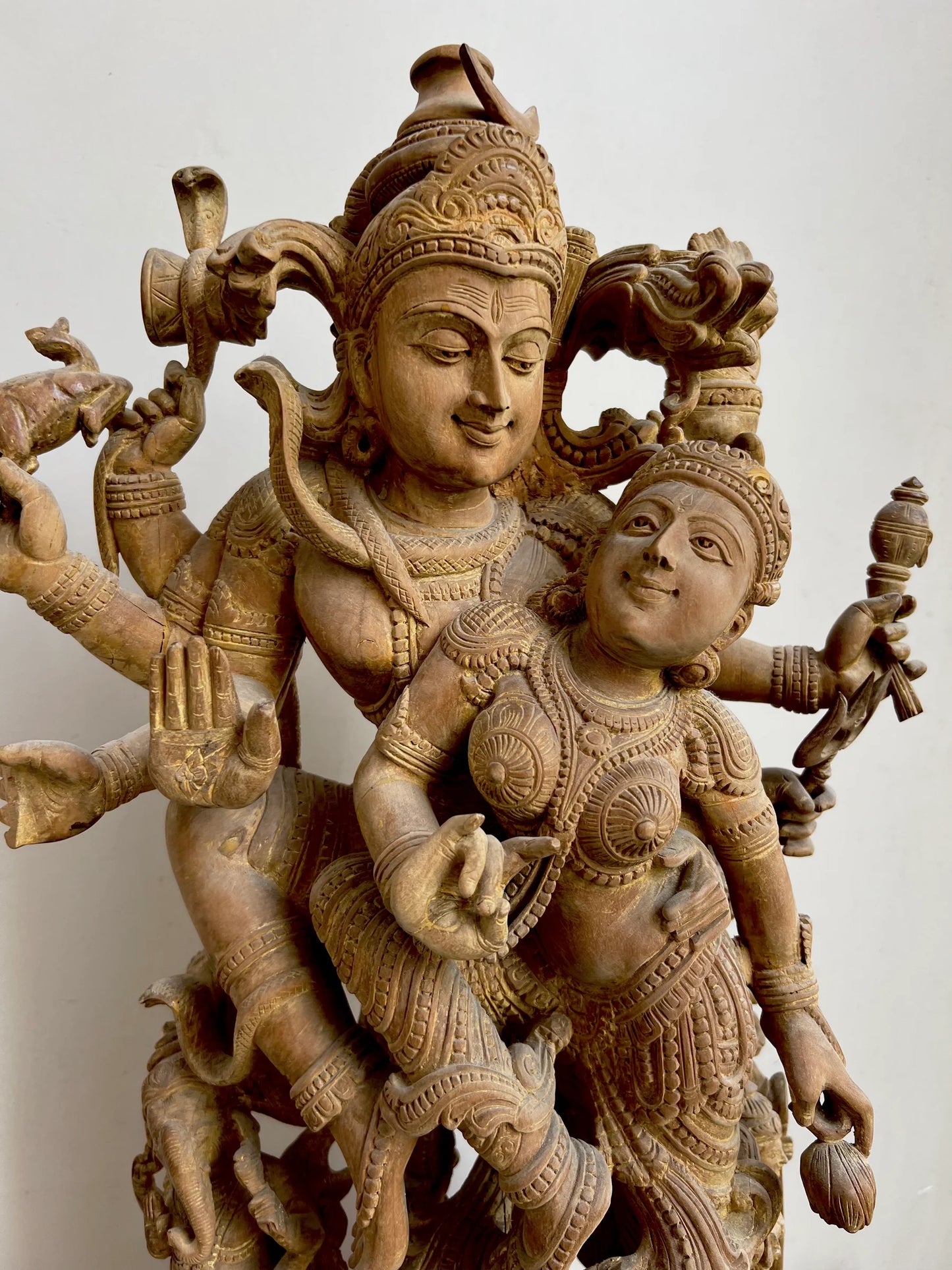 Sandalwood Shiva and Parvati in Cosmic Dance - Malji Arts