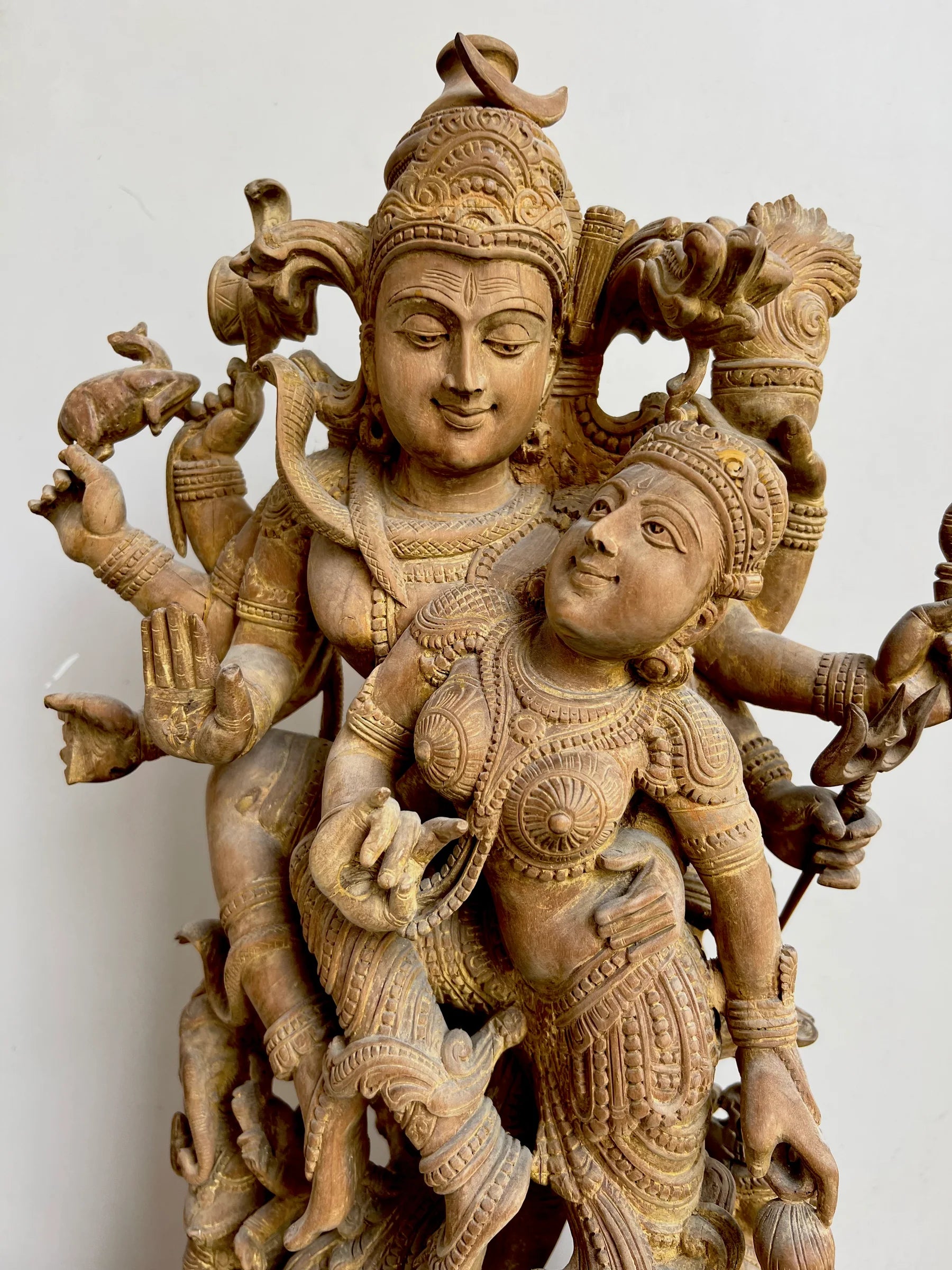 Sandalwood Shiva and Parvati in Cosmic Dance - Malji Arts