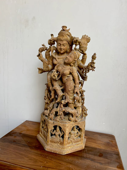 Sandalwood Shiva and Parvati in Cosmic Dance - Malji Arts