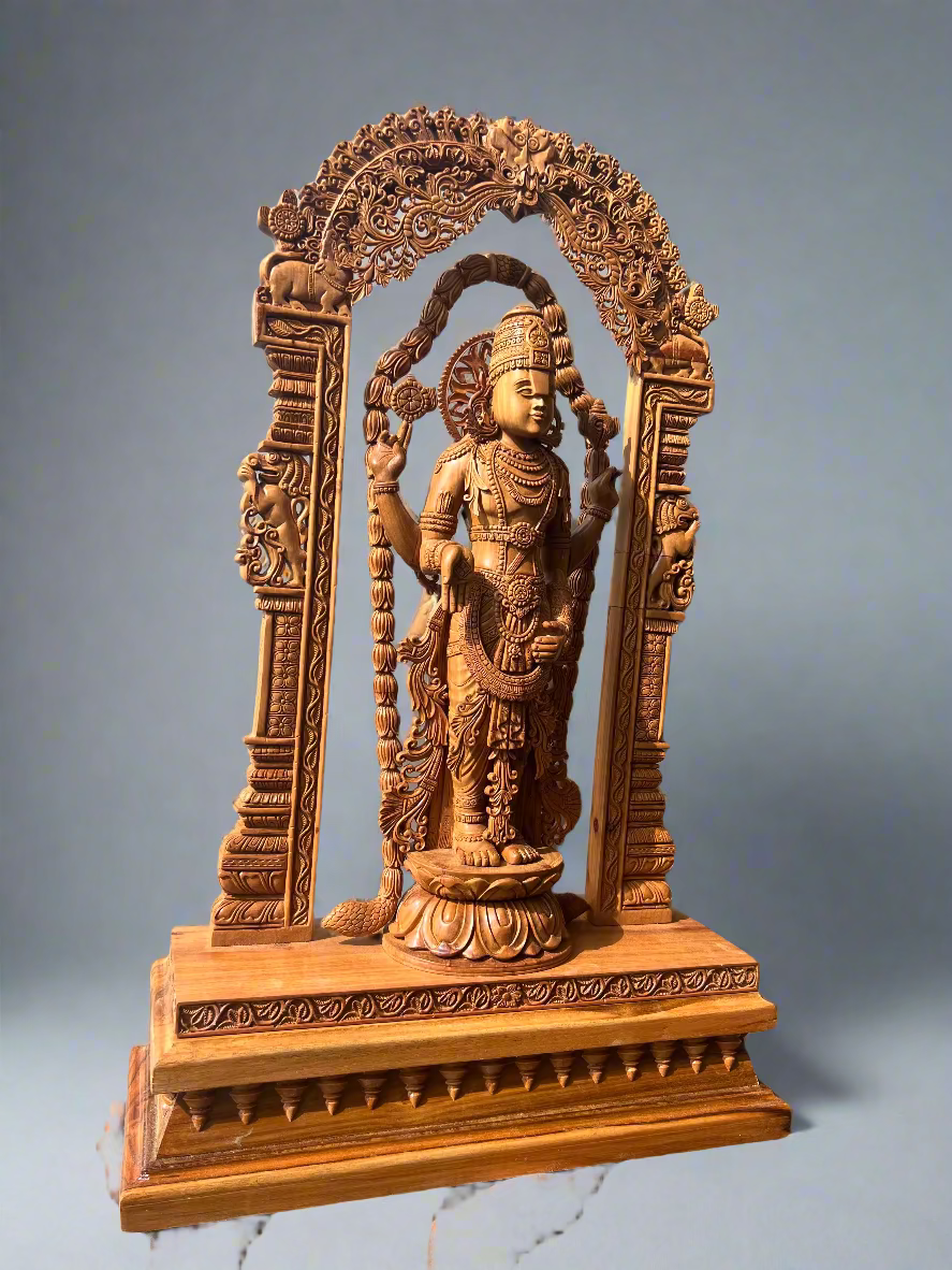 Sandalwood Lord Venkateswara With Base - Malji Arts