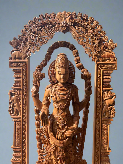 Sandalwood Lord Venkateswara With Base - Malji Arts