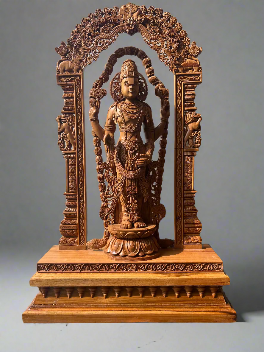 Sandalwood Lord Venkateswara With Base - Malji Arts