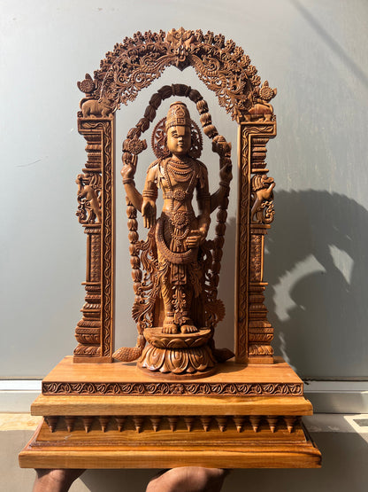 Sandalwood Lord Venkateswara With Base - Malji Arts