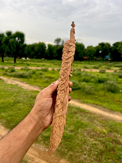 Sandalwood Hand Carved Peacock Carving - Malji Arts