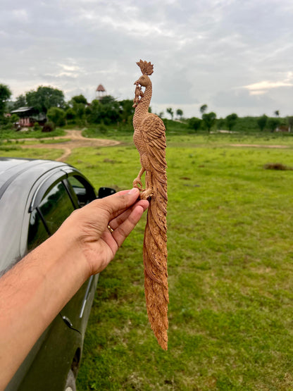 Sandalwood Hand Carved Peacock Carving - Malji Arts