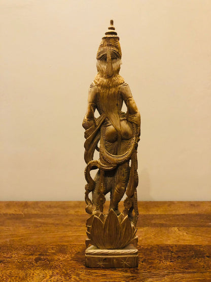 Sandalwood Fine Hand Carved Vintage Laxmi Statue - Malji Arts