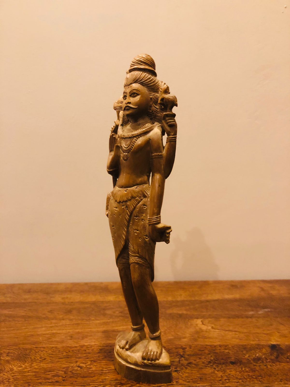 Sandalwood Vintage Shiva Standing Hand Carved Statue - Malji Arts