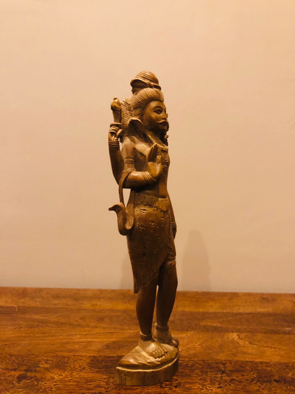 Sandalwood Vintage Shiva Standing Hand Carved Statue - Malji Arts